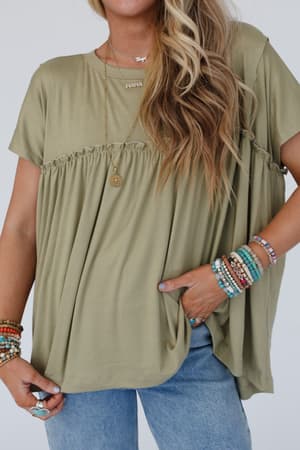 sunday-morning-babydoll-top-light-olive/Light Olive