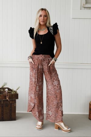 the-nest-stasia-printed-drawstring-tulip-pants-rose-tribal/Rose Tribal