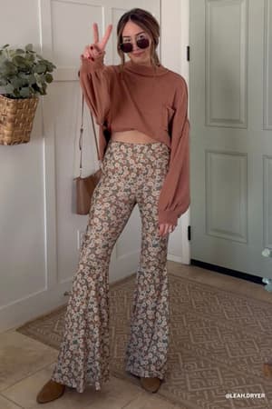 dream-in-flowers-flare-pants-natural-denim/Denim Khaki