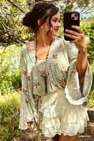 The Nest Brea Mixed Print Top: undefined