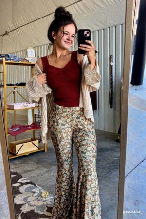 dream-in-flowers-flare-pants-natural-denim/Denim Khaki