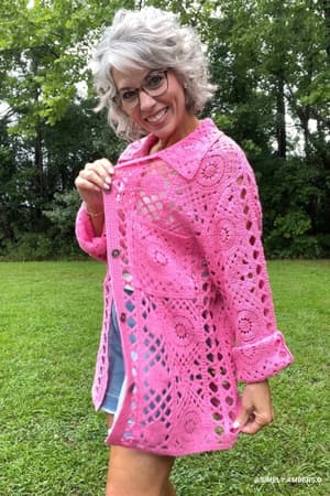Marisela Crochet Button Down Top: undefined