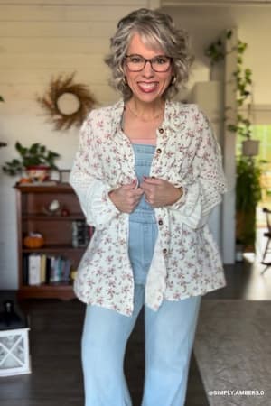 Floral Fantasia Button Down Top: undefined