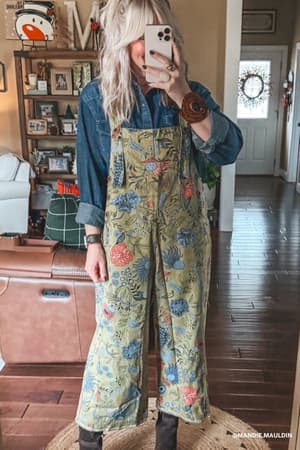 High Hopes Flower Printed Overalls: undefined