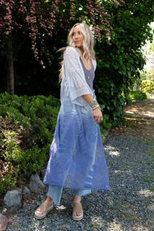 Poolside Ombre Lace Kimono: undefined