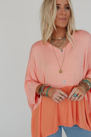 coffee-sunsets-v-neck-top-dark-peach-tangerine/Dark Peach Tangerine
