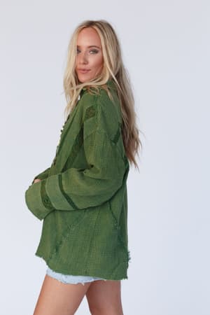 one-in-a-million-button-down-top-green/Green