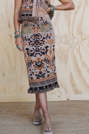 Desert Shine Fringe Skirt: undefined