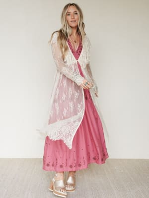 Love Letters Baroque Lace Duster - Cream L / Cream