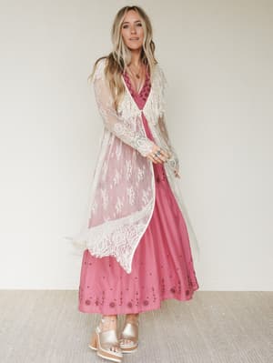 Love Letters Baroque Lace Duster - Cream L / Cream