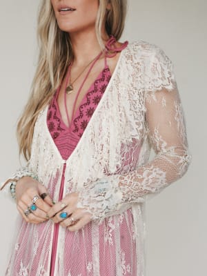Love Letters Baroque Lace Duster - Cream L / Cream