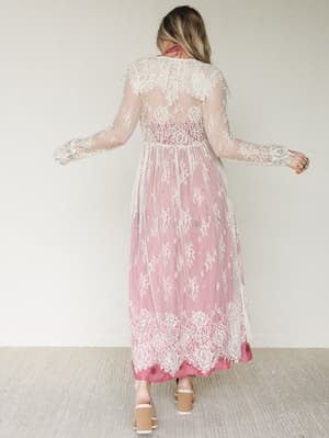 Love Letters Baroque Lace Duster - Cream L / Cream