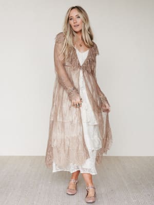 Love Letters Baroque Lace Duster - Taupe L / Taupe