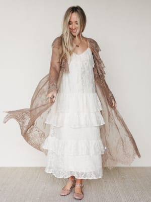 Love Letters Baroque Lace Duster - Taupe L / Taupe