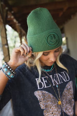 nesta-smiley-beanie-green/Green