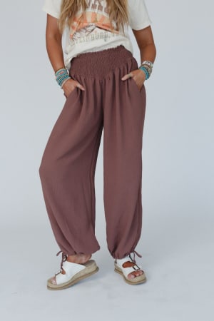 oceana-cinched-pants-mocha/Mocha