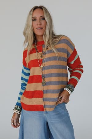 dulcie-striped-sweater-camel/Camel