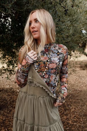 Flower Garden Mesh Long Sleeve Top: undefined