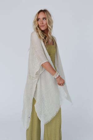 mikka-sequin-frayed-trim-kimono-natural/Natural