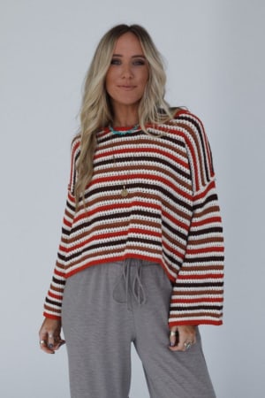 meadow-crochet-striped-top-brick-multi/Red