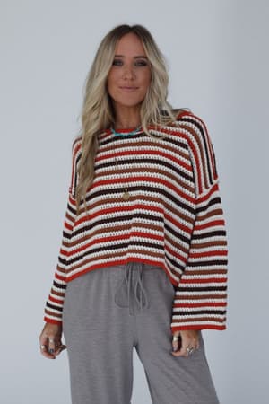 meadow-crochet-striped-top-brick-multi/Red