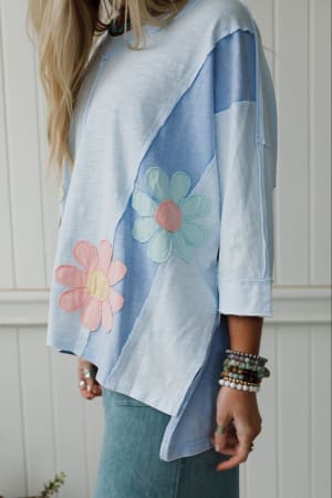 chasing-bliss-flower-patch-top-blue/Blue