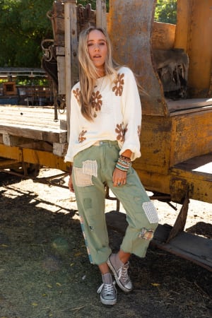 offshore-patchwork-detail-pants-light-green/Light Green