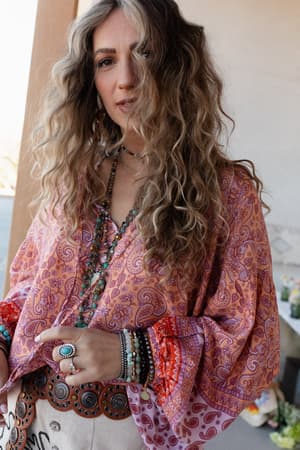 The Nest Lani Border Print Top: undefined