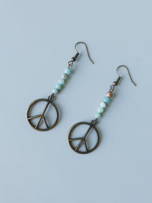 Peace Earrings Imperial Jasper - Natural OS / Natural
