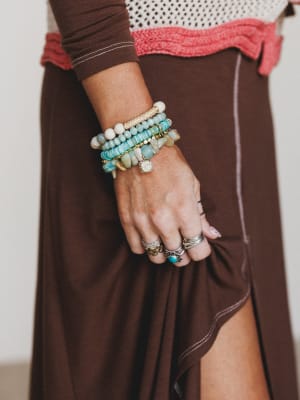 Summer Glow Beaded Bracelets - Aqua OS / Aqua