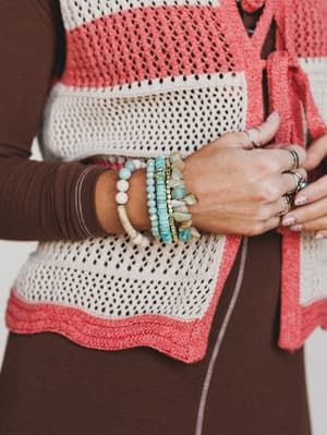 Summer Glow Beaded Bracelets - Aqua OS / Aqua