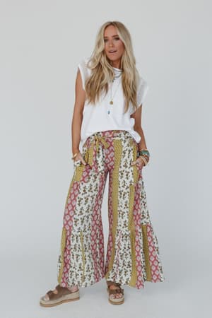 secret-admirer-printed-pants-patchwork-multi/Patchwork Multi
