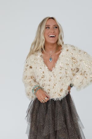 Striking Moments Sequin Sweater Top: undefined