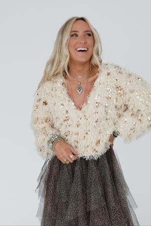 Striking Moments Sequin Sweater Top: undefined