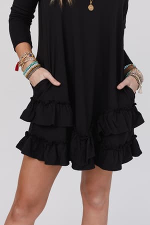 constance-ruffle-hem-long-sleeve-dress-black/Black
