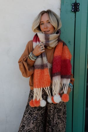 Chill Stripe Pom Scarf: undefined
