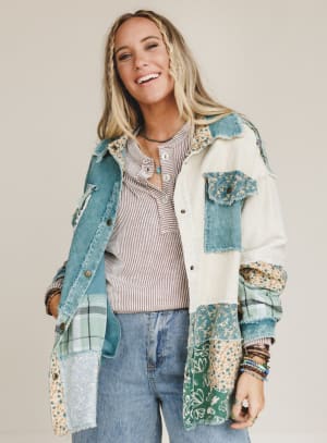 Flower Mountains Button Down Top: undefined