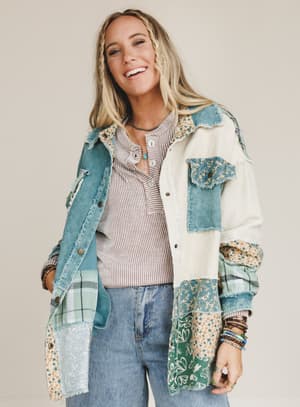 Flower Mountains Button Down Top: undefined