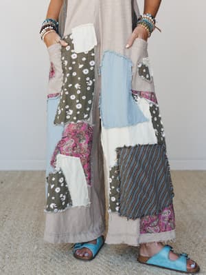 Garden Drift Wide Leg Jumpsuit - Light Taupe