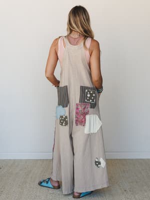 Garden Drift Wide Leg Jumpsuit - Light Taupe