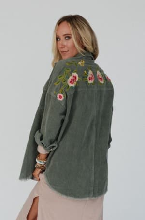 gardener-embroidered-button-down-top-olive/Olive