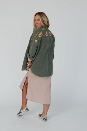 gardener-embroidered-button-down-top-olive/Olive