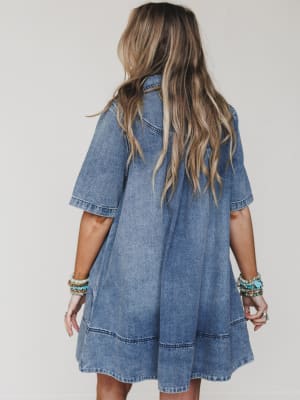 Dressed For the West Denim Dress - Denim L / Denim