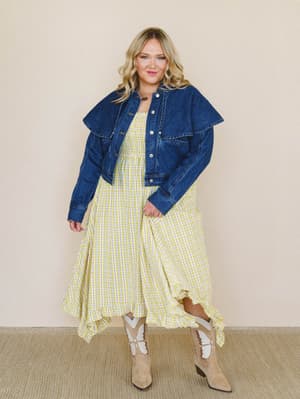 Heroine Harmony Removeable Cape Denim Jacket - Denim M / Denim