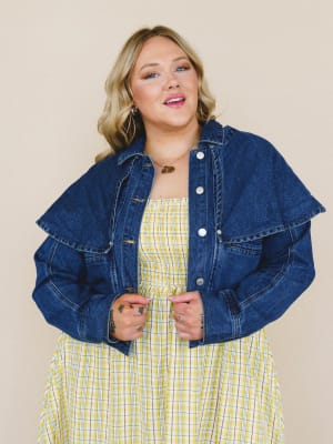 Heroine Harmony Removeable Cape Denim Jacket: undefined