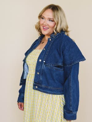 Heroine Harmony Removeable Cape Denim Jacket - Denim M / Denim