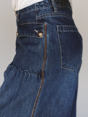 Let's Jet Set Wide Leg Pants - Dark Denim L / Dark Denim