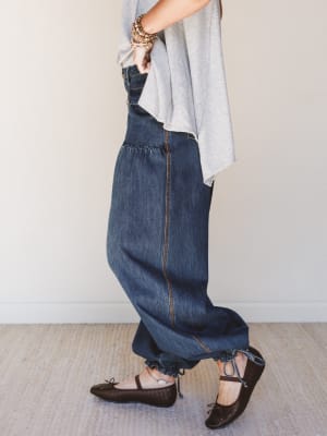 Let's Jet Set Wide Leg Pants - Dark Denim L / Dark Denim
