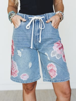 Petal Party Shorts - Denim L / Denim