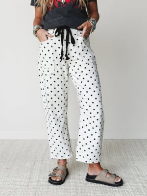 Spotted and Dotted Pants - Cream S / Cream